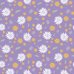 pastel floral meadow toss pattern on purple