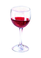 Glass of Red Wine watercolor illustration