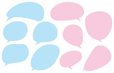 Set blue and pink speech bubbles on white background. chat box or chat vector square and doodle message or communication icon Cloud speaking for comics and minimal message dialog