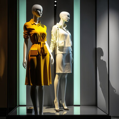 Mannequins in a clothing and fashion store. Generative AI.