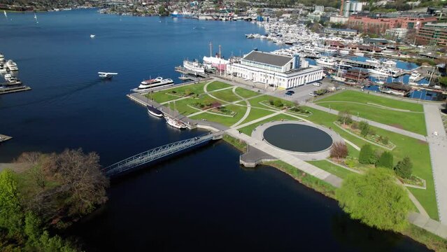 Seattle Lake Union Park Aerial with Seaplane