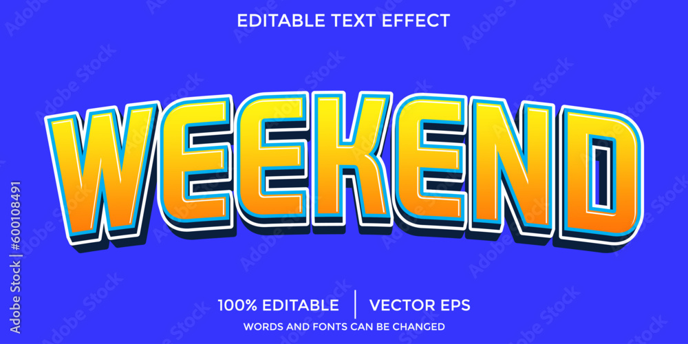 Poster weekend text effect editable template with abstract background style use for business logo and brand