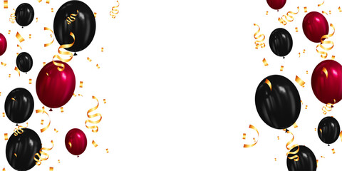 black friday banner with 3d balloons and confetti