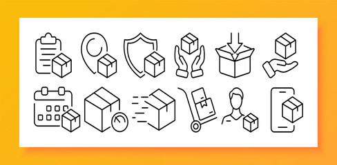 Fast delivery icon set. Speed and efficiency of shipping and delivery services. Delivery. Vector line icon for Business and Advertising