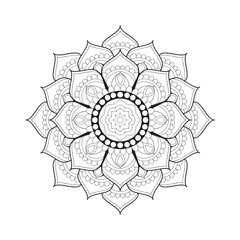 Interior coloring book page. Circular pattern in mandala form. Henna tatoo mandala. Mehndi style. Decorative pattern in oriental style.