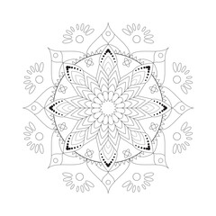 Interior Coloring book page. Circular pattern in mandala form. Henna tatoo mandala. Mehndi style. Decorative pattern in oriental style.