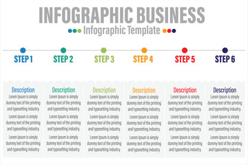 Colorful 6 Steps and Six 6 option Business data Process chart. diagram with steps, options, parts or processes. business template for presentation. Abstract elements of graph.