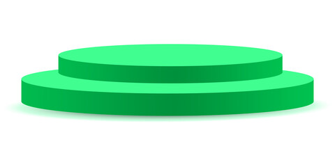 Green podium for displaying products for advertising purposes