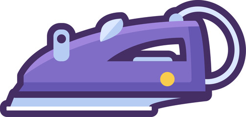 Broken electric iron, electronic home devices. Devices out of use and subject to disposal. Recycling of industrial products. Simple cartoon outline vector isolated on white background