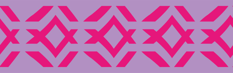 simple geometric border print in pink and violet