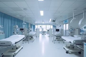 Fototapeta na wymiar Op-Saal eines Krankehauses mit viel Technik, Generative AI