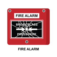 Fire alarm glass break icon isolated on background vector illustration.