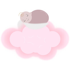 BABY SLEEPING IN PINK CLOUD