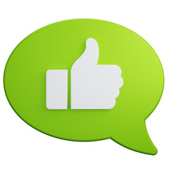 bubble chat with thumb up icon 3d illustration