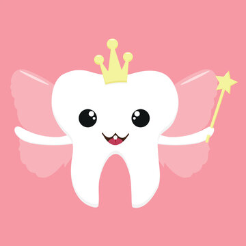 Tooth fairy vector cartoon illustration.