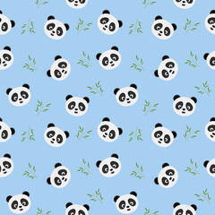Panda and bamboo theme seamless pattern