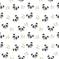 Panda and bamboo theme seamless pattern