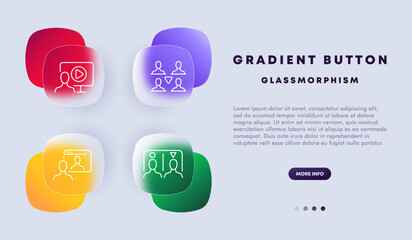 Obraz premium Social media icons set. Communication and networking. Internet concept. Glassmorphism style. Vector line icon for Business and Advertising
