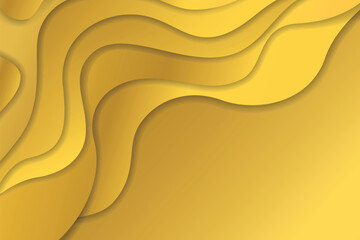 Abstract shiny golden color wavy shapes paper cut background. Elegant 3d layered illustration, gold colors waves concept for banner, wallpaper, trendy cutout cover