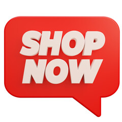 shop now bubble chat 3d illustration