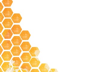 Border frame of watercolor honeycomb hexagons