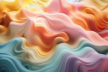 Obraz premium An ethereal and dreamy pastel background illustration with flowing violet and turquoise liquid. Generative AI