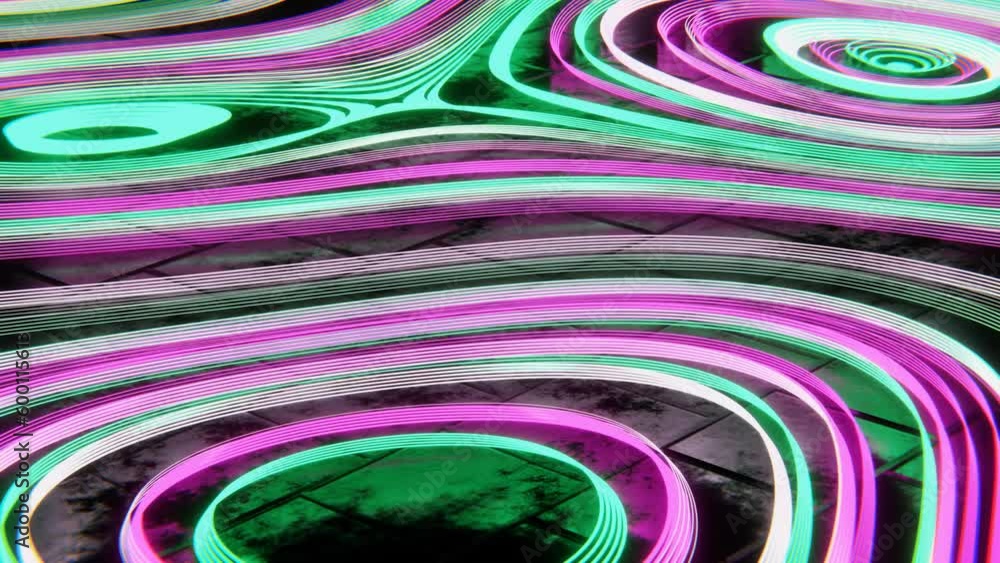 Poster abstract 3d background sci-fi hi-tech 80s retrowave retro futuristic seamless loop. vaporwave synthw