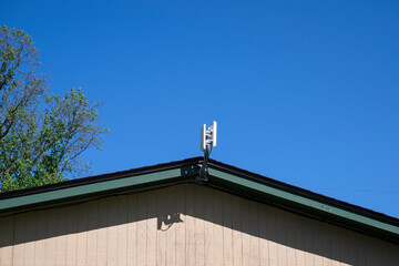 A wifi antenna on a campground building