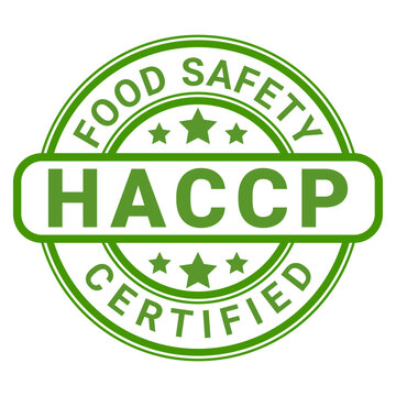 Green Food Safety HACCP Certified stamp sticker with Stars vector illustration