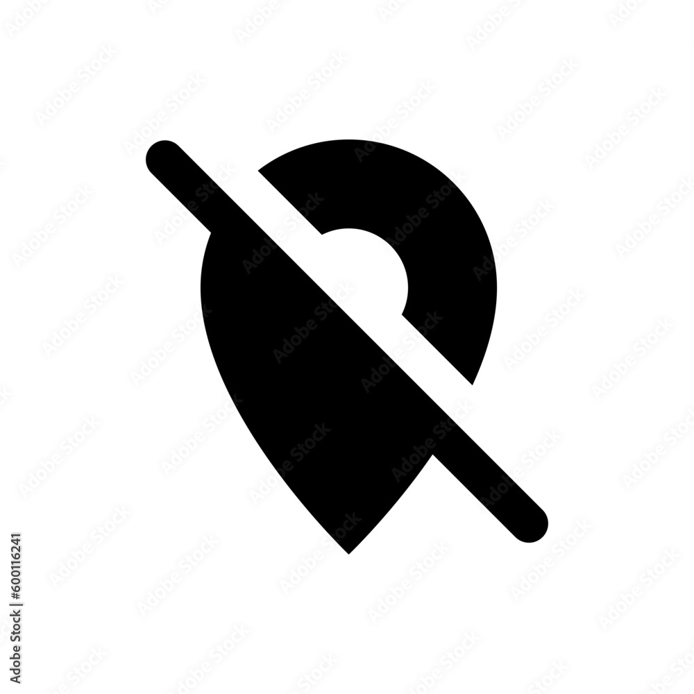 Poster no location pin icon. map pin place marker icon symbol . stop ban location icon