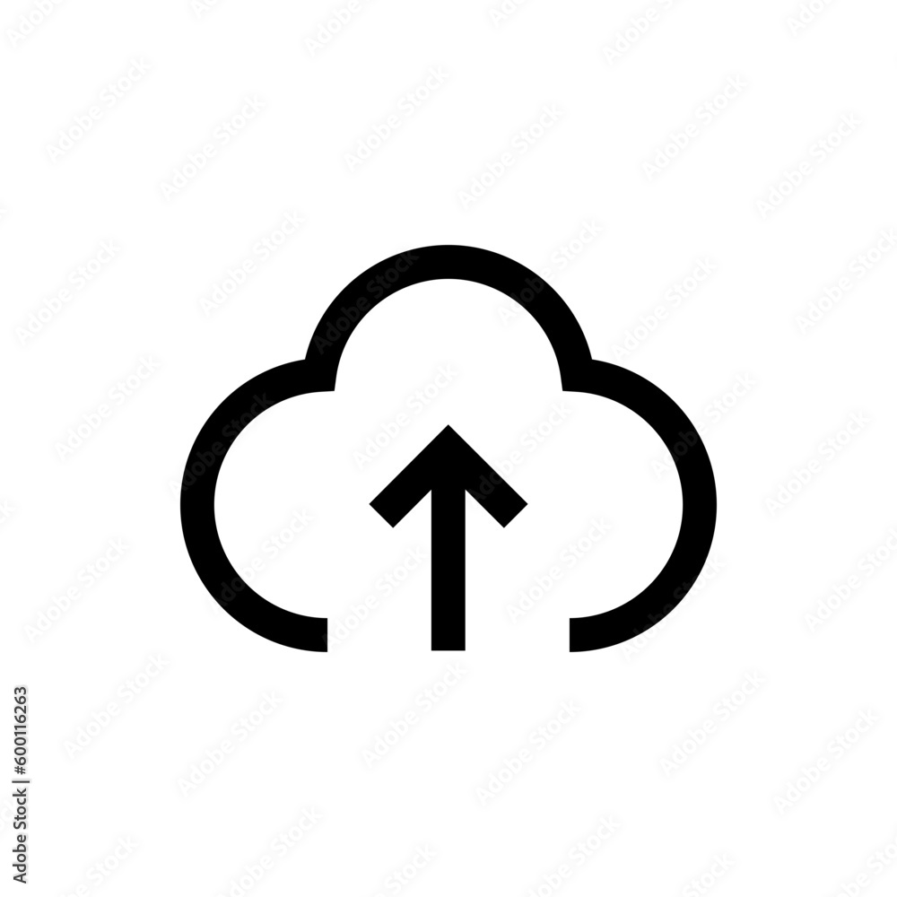 Poster upload icon vector. cloud storage with arrow up icon sign . line outline