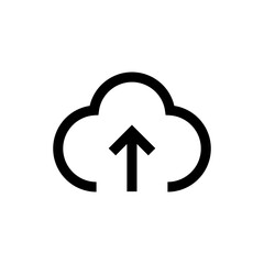 upload icon vector. cloud storage with arrow up icon sign . line outline