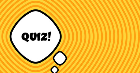 Speech bubble with quiz text. Boom retro comic style. Pop art style. Vector line icon for Business and Advertising