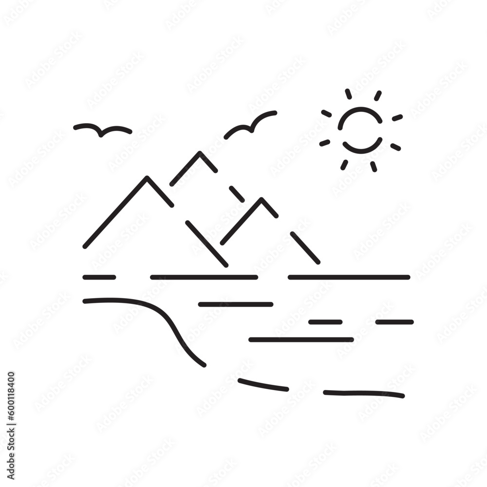 Canvas Prints landscape line icons, thin line style, flat design vector illustration. summer, spring season. natur