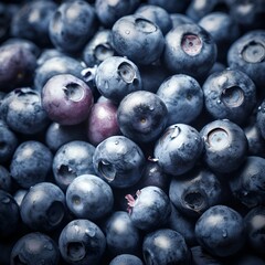 Background - blueberries. View from above. Generative ai.