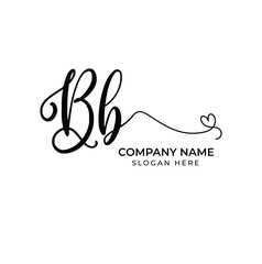 B B BB Initial letter handwriting and signature logo. Beauty vector initial logo .Fashion, boutique, floral and botanical	