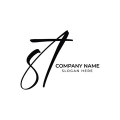 S T ST Initial letter handwriting and signature logo. Beauty vector initial logo .Fashion, boutique, floral and botanical	