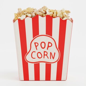 Realistic 3D Render of Popcorn in Cup