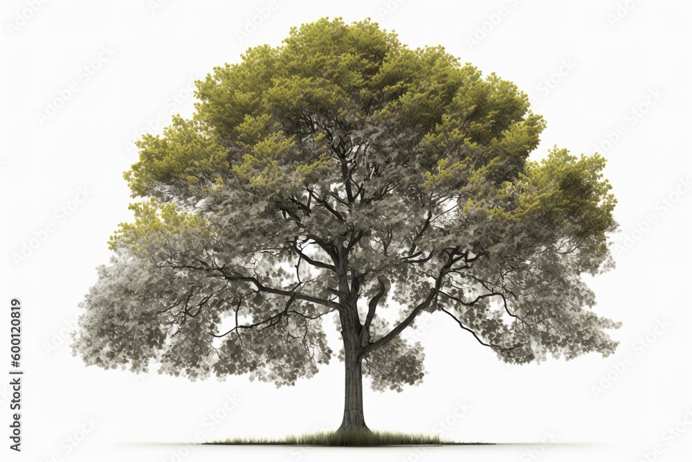 Poster top-notch tree cut out and placed on a white backdrop generative ai