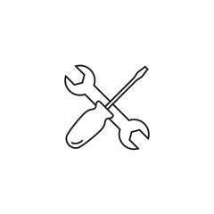 Screwdriver and wrench line icon, repair logo vector