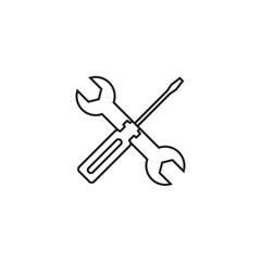 Screwdriver and wrench line icon, repair logo vector