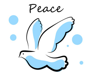 Dove of peace. Vector illustration in doodle style