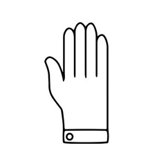 Obraz premium Vector illustration of male palm hand on white color background. Flat line art style design of hand