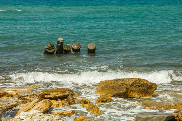 ancient columns in the Aegean sea