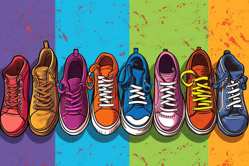 pop art style of children's shoes. generative AI