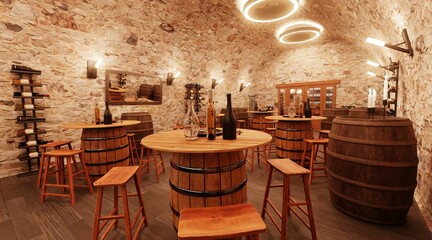 Realistic 3D Render of Winery Restaurant