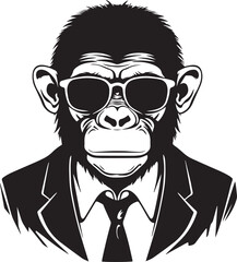 Monkey in a business suit and sun glasses Vector Illustration, SVG