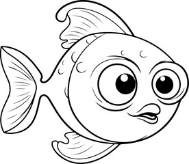 Fish vector illustration. Sea animal coloring book or page for children