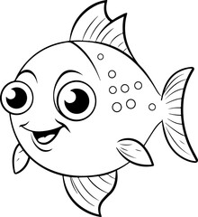 Fish vector illustration. Sea animal coloring book or page for children