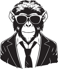 Monkey in a business suit and sun glasses Vector Illustration, SVG